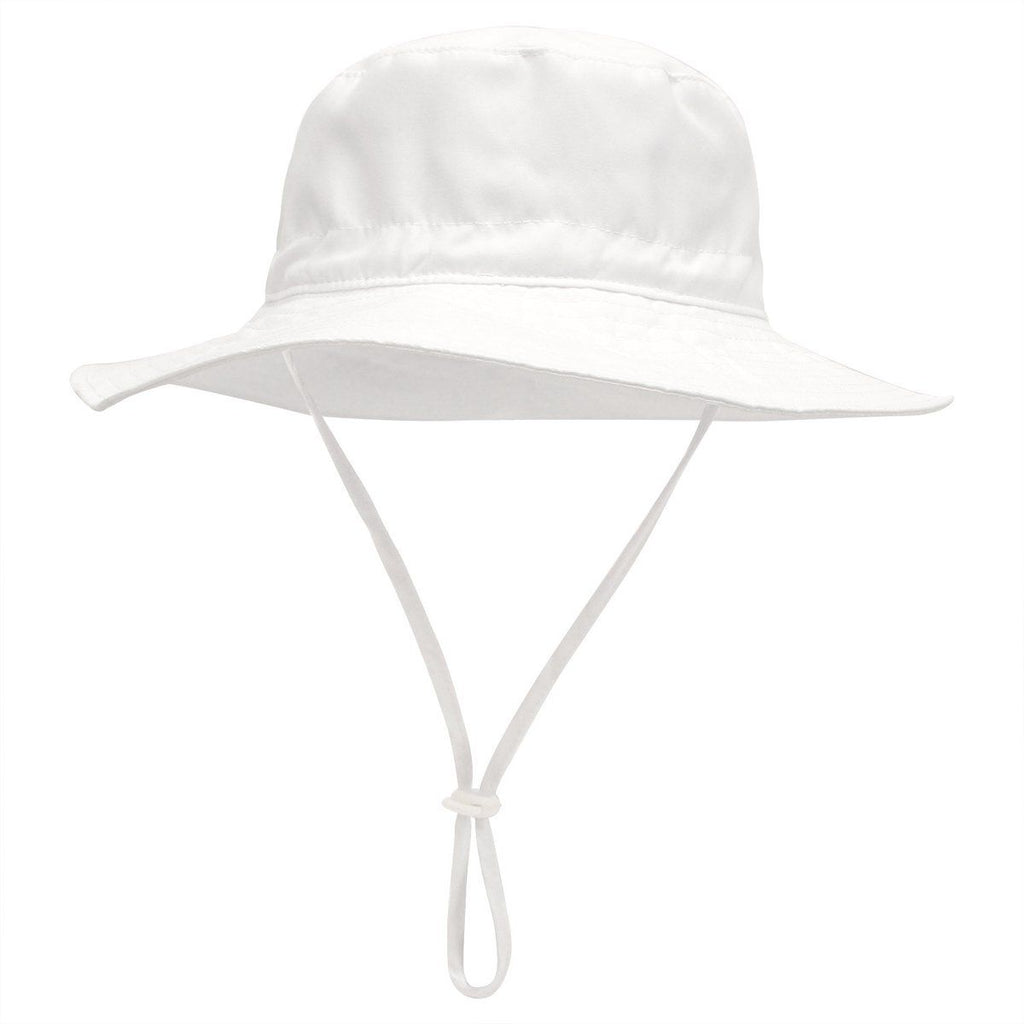 Baby Sun Hat With Wide Brim, Lightweight Breathable Cotton, Foldable Beach Bucket Hat For Boys And Girls, White XS 0 to 8 Months, 44 to 46 cm