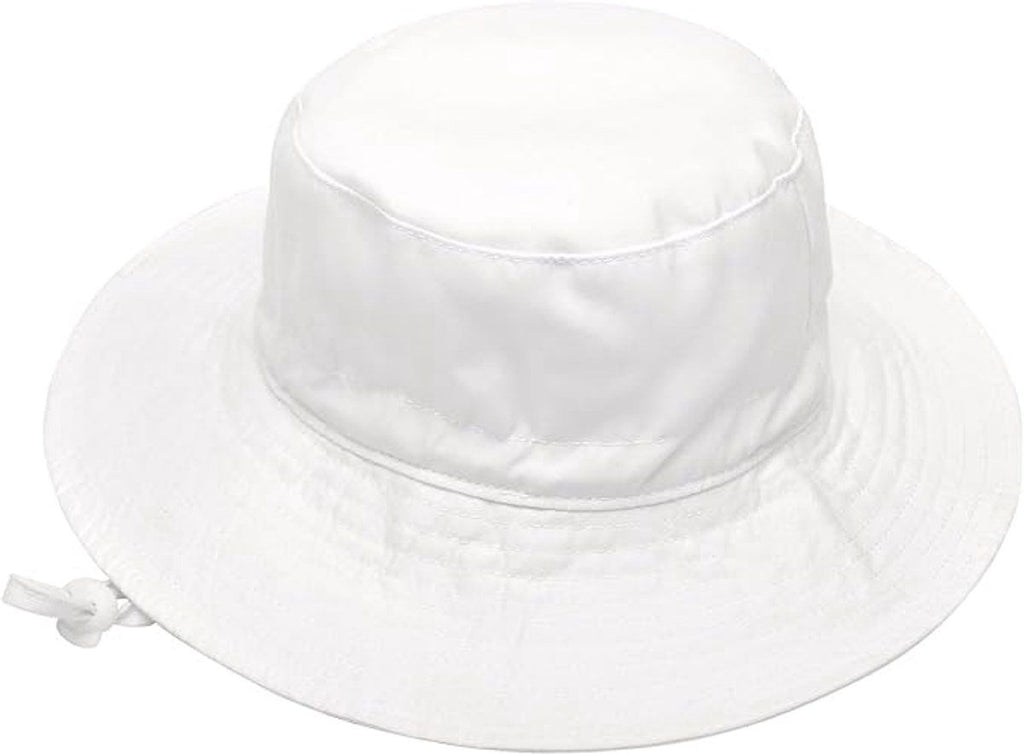 Baby Sun Hat With Wide Brim, Lightweight Breathable Cotton, Foldable Beach Bucket Hat For Boys And Girls, White XS 0 to 8 Months, 44 to 46 cm