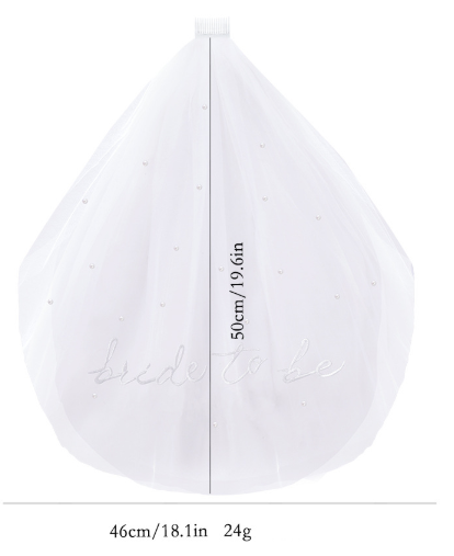 Bride to Be Pearl Veil Embroidered White