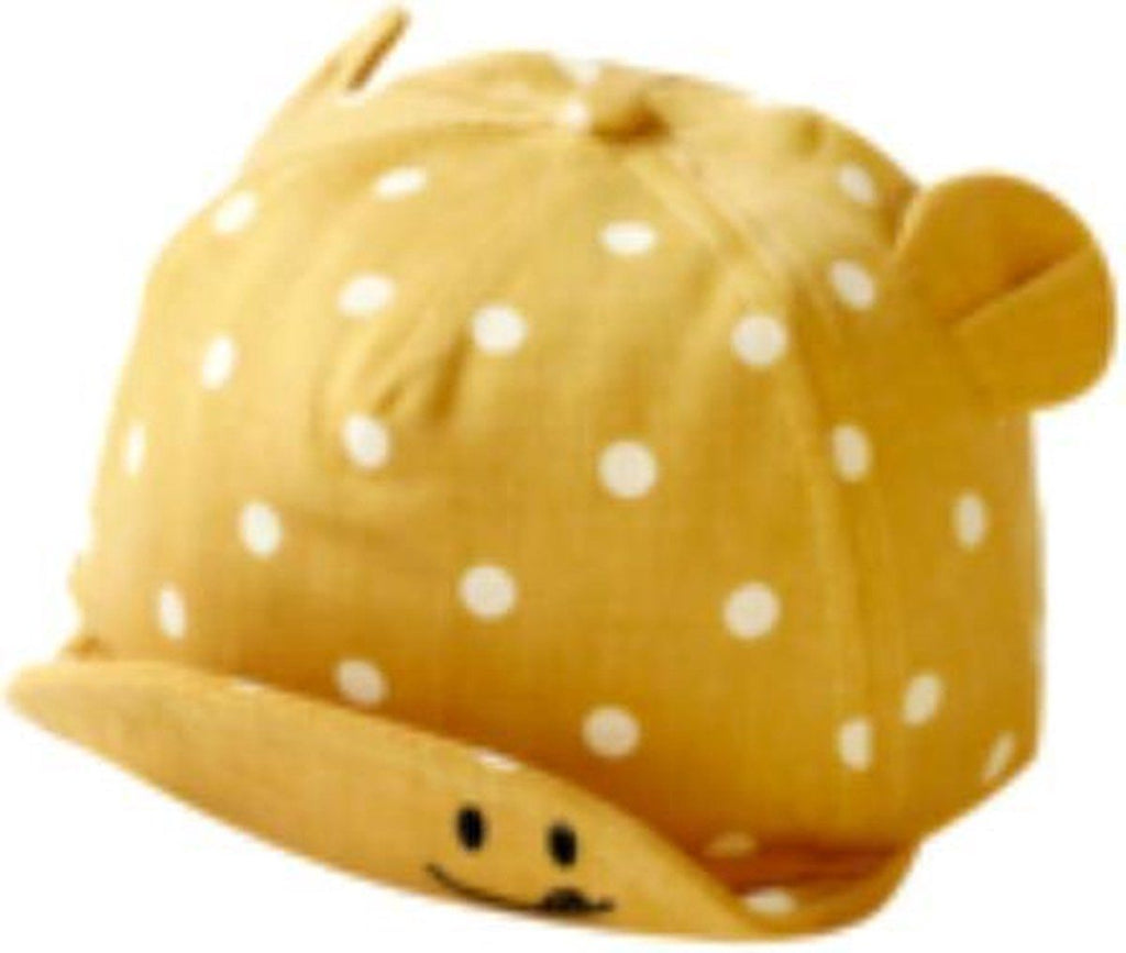 Baby Cap with Ears and White Dots Yellow