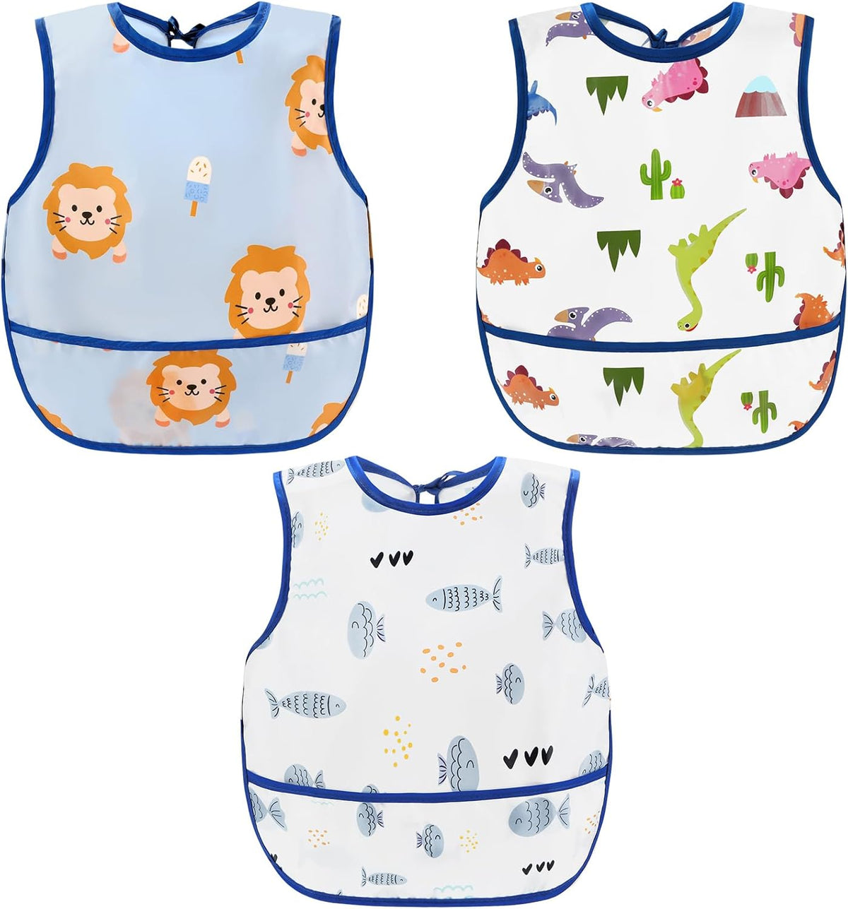 Waterproof Baby Bibs for Eating, Mess Proof Toddler Feeding Bibs for Girls Boys ﻿