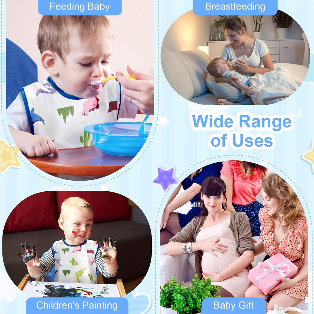 Waterproof Baby Bibs for Eating, Mess Proof Toddler Feeding Bibs for Girls Boys ﻿