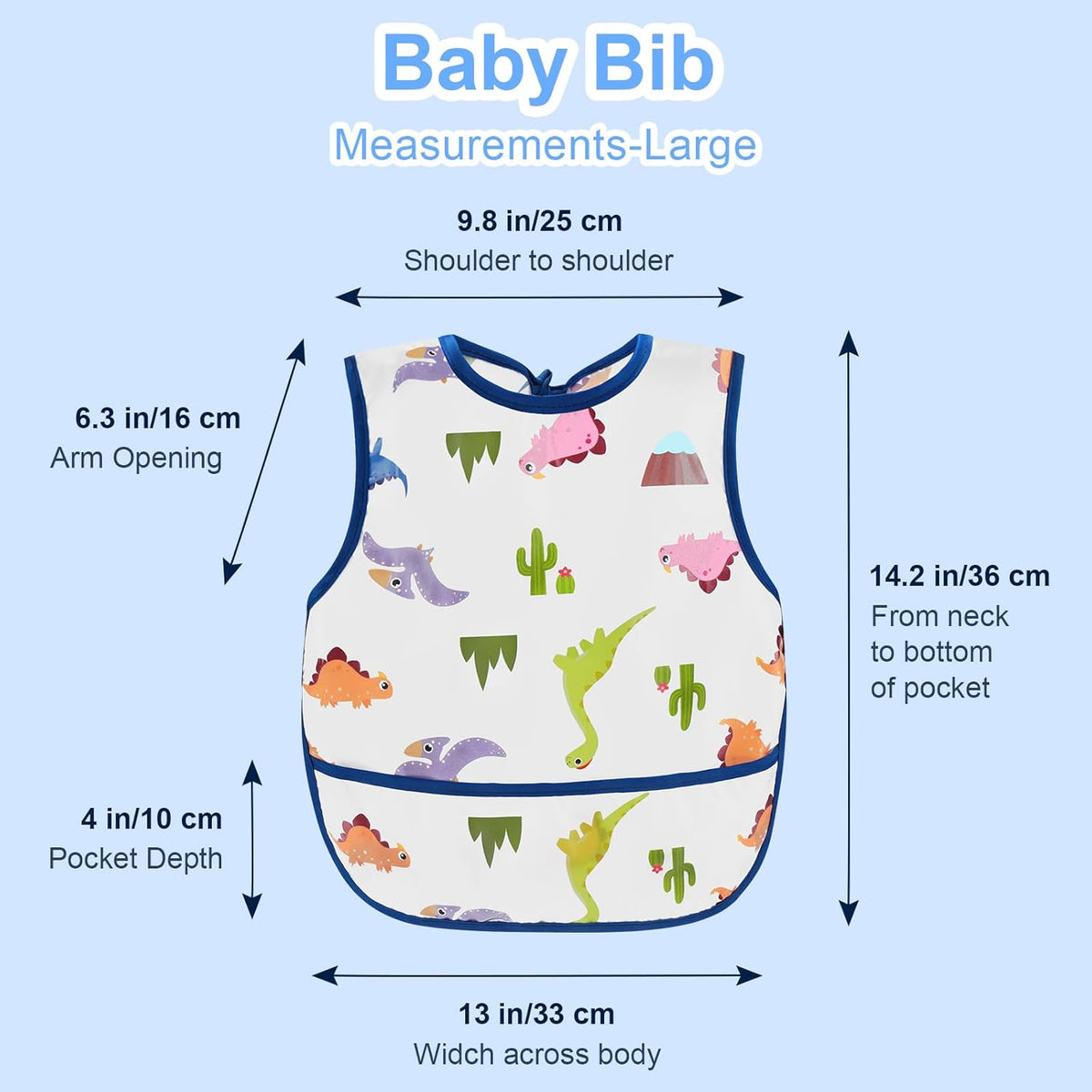 Waterproof Baby Bibs for Eating, Mess Proof Toddler Feeding Bibs for Girls Boys ﻿