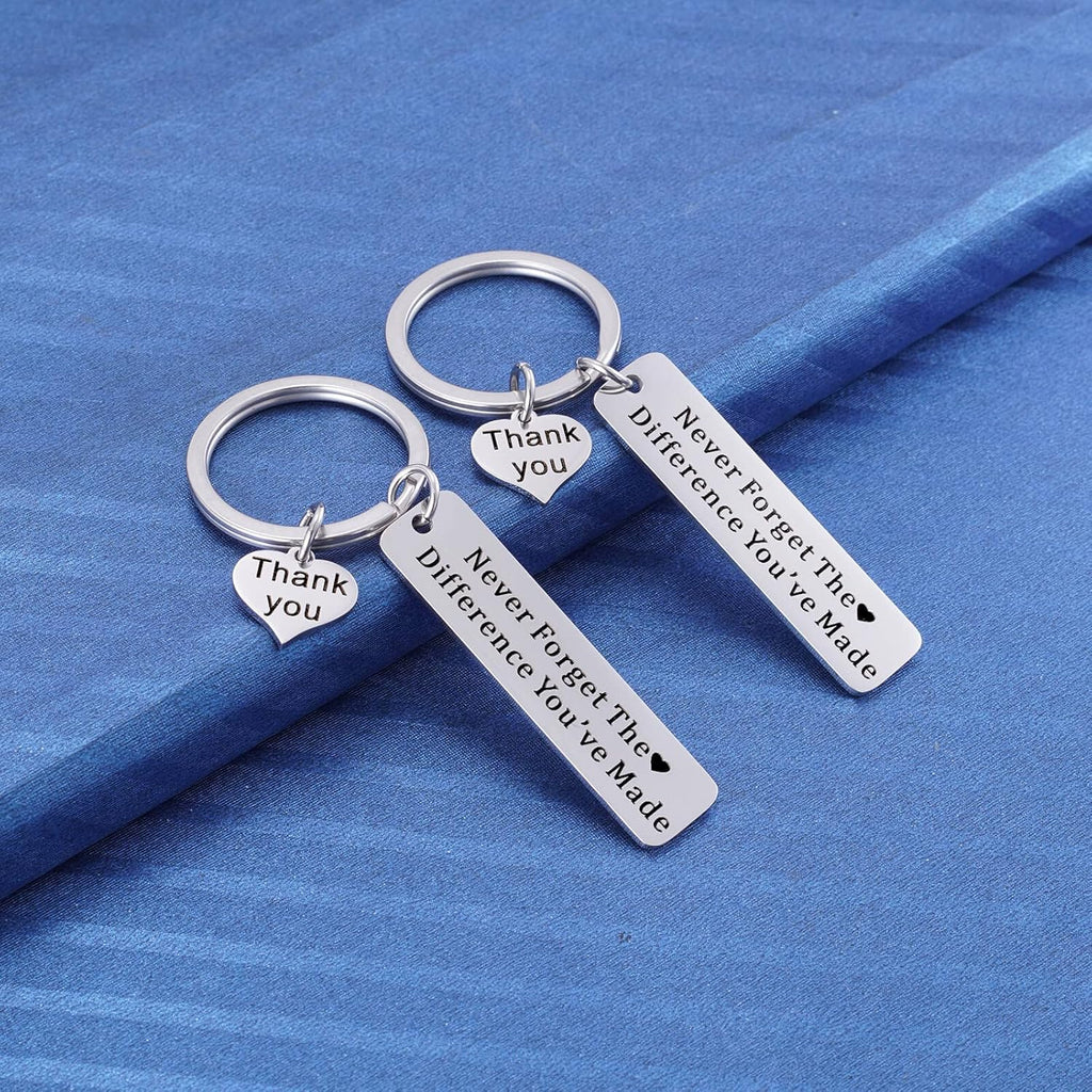 2PC Coworker Going Away Farewell Thank You Keychain, Teacher Nurse Boss Retirement Gifts for Women Men, Employee Appreciation Gift