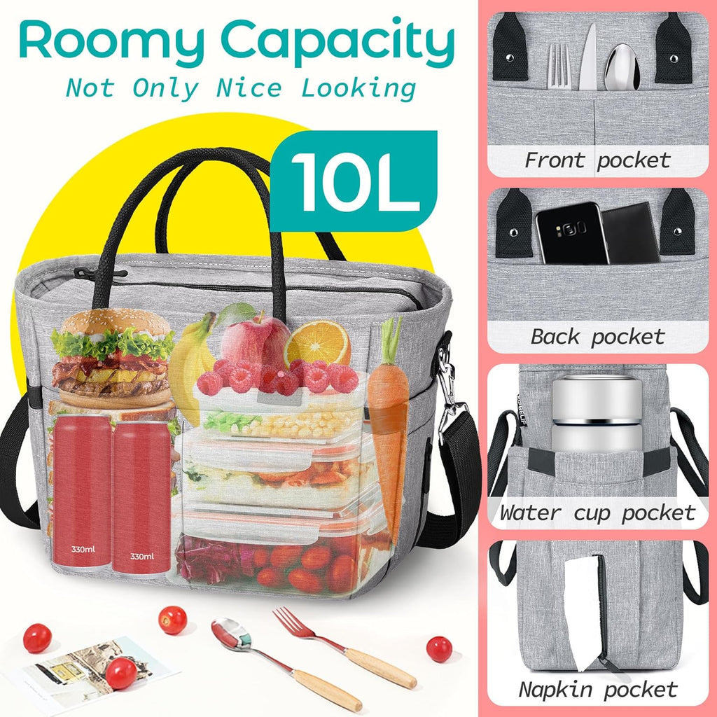 Cute&Classy Roomy Insulated Lunch Bags for Women - Stylish & Functional Large Tote Adult Lunch Box for Working & Picnic