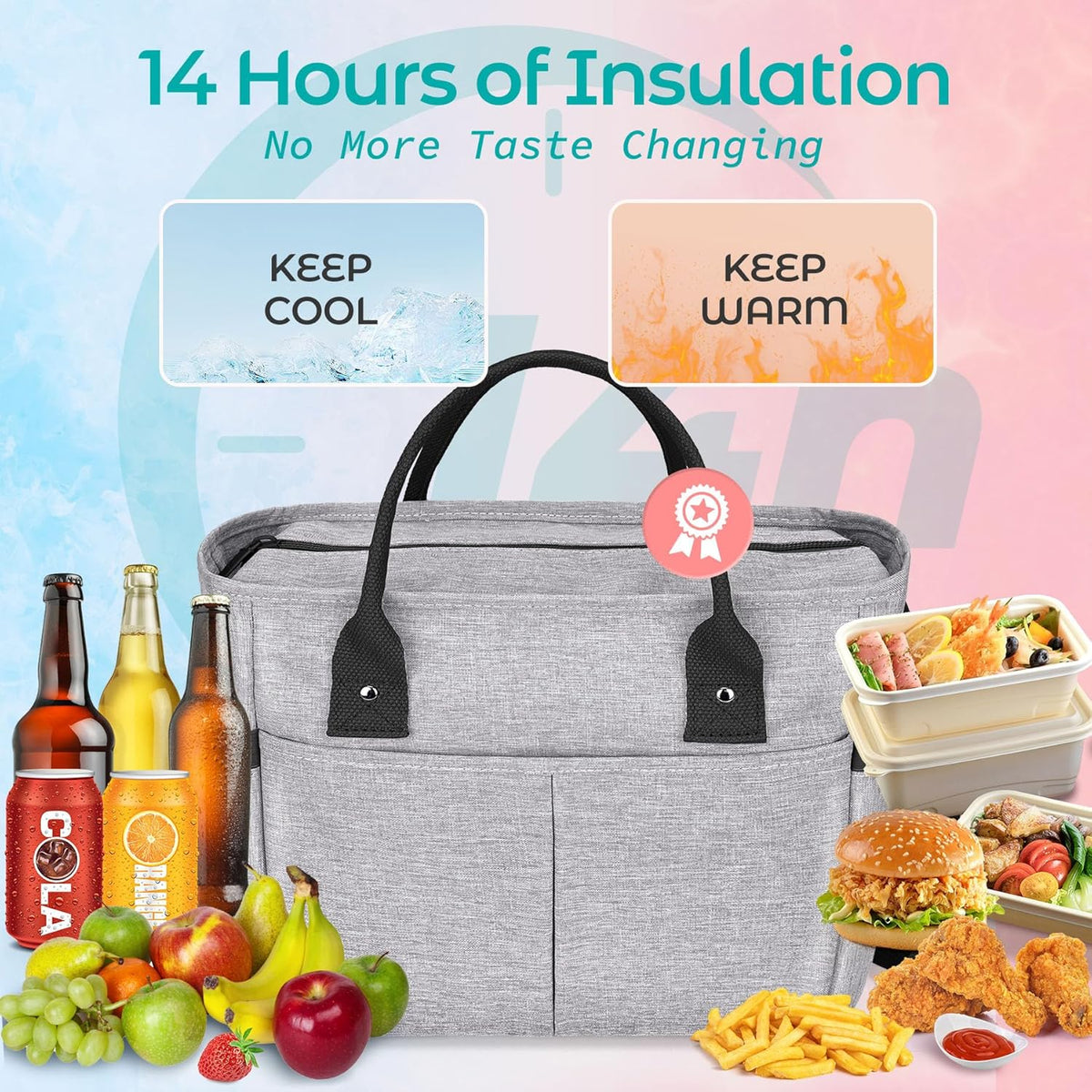 Cute&Classy Roomy Insulated Lunch Bags for Women - Stylish & Functional Large Tote Adult Lunch Box for Working & Picnic