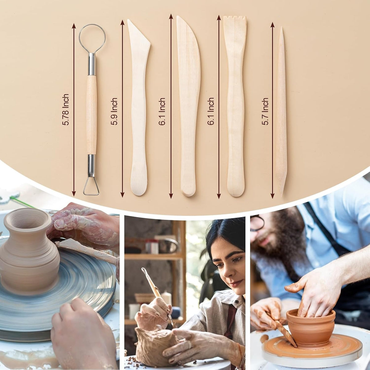 Clay Tools Kit, 27 PCS Pottery Tools, Practical Polymer Clay Sculpting Tools Kit, Air Dry Clay Tools Set for Adults, Pottery Craft, Dotting, Carving, Drawing, Molding, Modeling, Shaping
