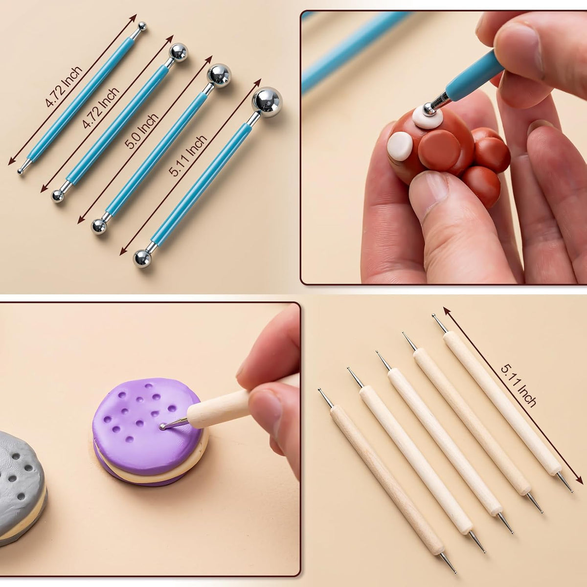 Clay Tools Kit, 27 PCS Pottery Tools, Practical Polymer Clay Sculpting Tools Kit, Air Dry Clay Tools Set for Adults, Pottery Craft, Dotting, Carving, Drawing, Molding, Modeling, Shaping