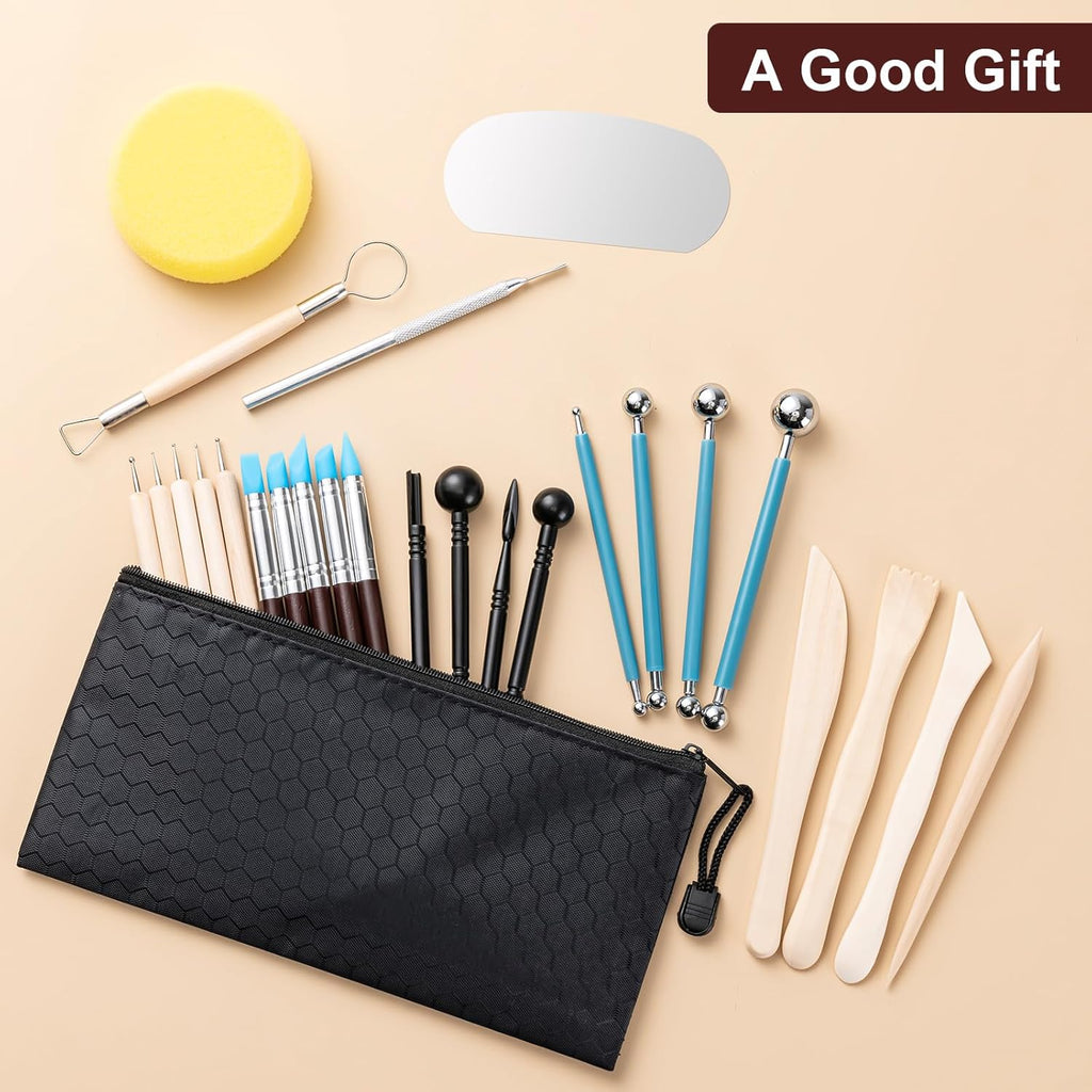 Clay Tools Kit, 27 PCS Pottery Tools, Practical Polymer Clay Sculpting Tools Kit, Air Dry Clay Tools Set for Adults, Pottery Craft, Dotting, Carving, Drawing, Molding, Modeling, Shaping
