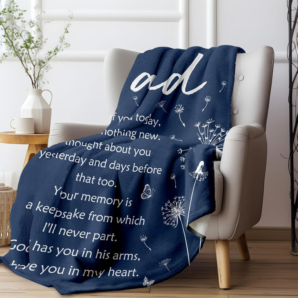 Memorial Bereavement Gifts for Loss of Dad Father, Soft Flannel Memorial Blanket for Loss of Father Sympathy, Remembrance Condolences Sympathy Gifts Idea in Memory of Dad, 50x60 inches