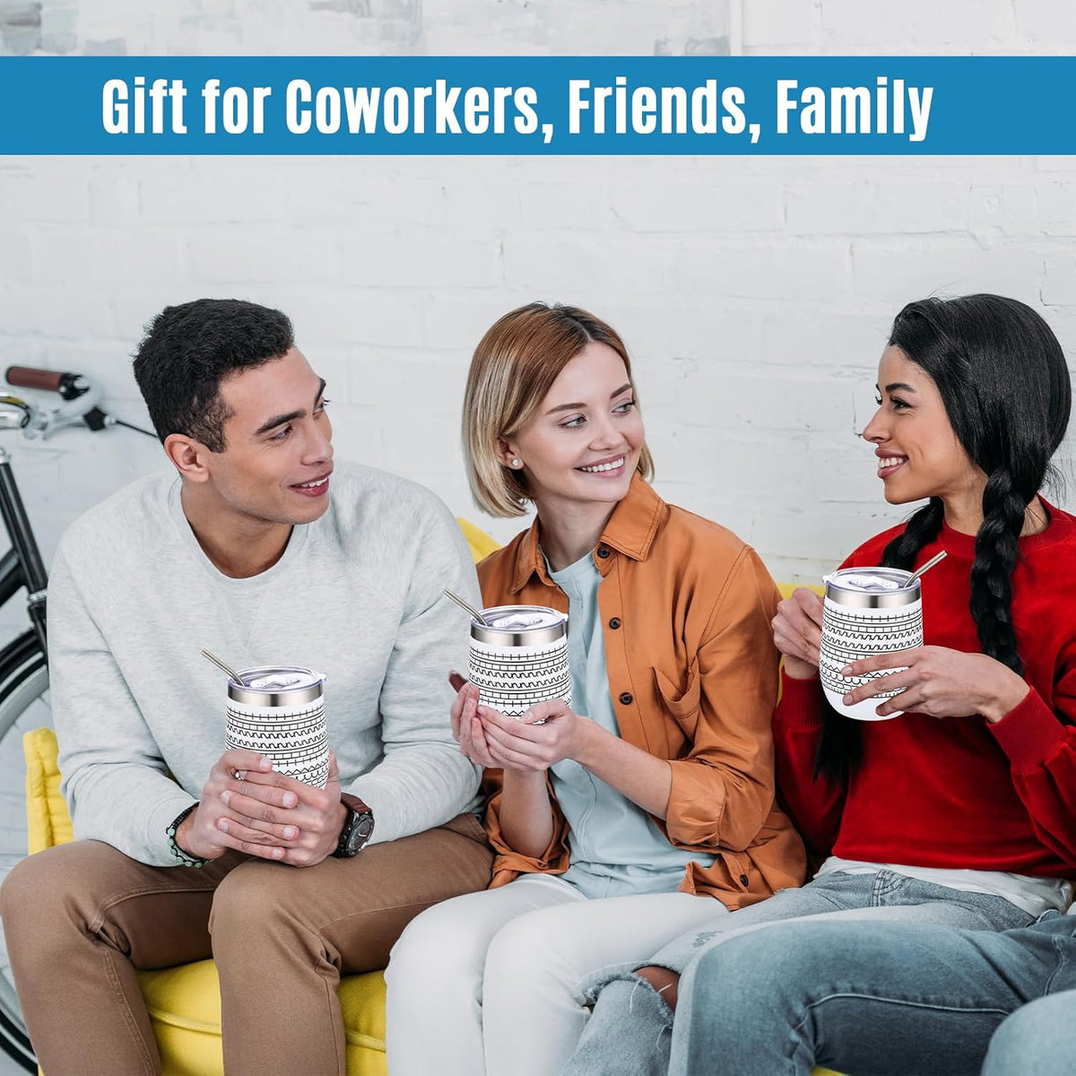 4 Pcs 12 oz Funny Message Coffee Mug Birthday White Elephant Gifts Stainless Steel Insulated Tumblers Wine Cup Gag Gift for for Employee Appreciation Coworkers Friends Father (White)