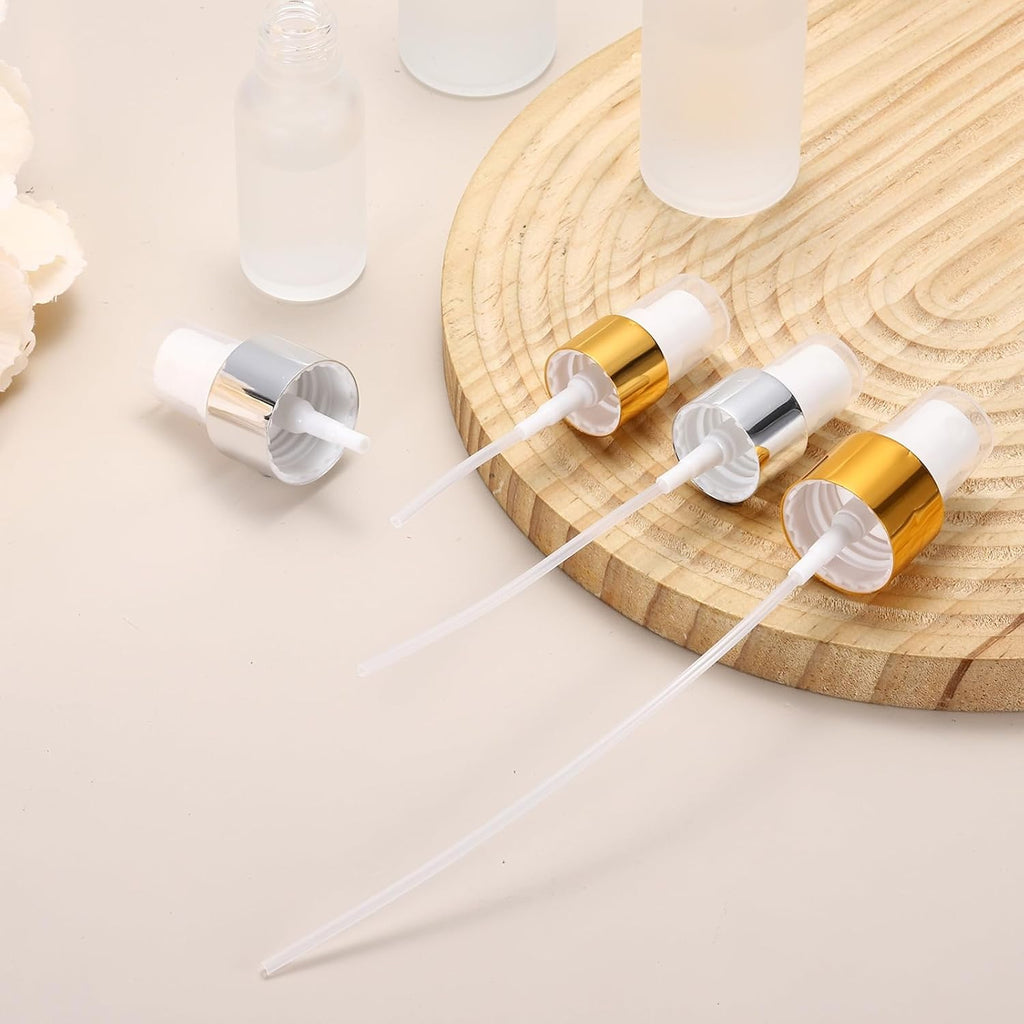 24 Pcs Gold White Spray Top, 24/410 Fine Mist Sprayer Reusable Replacement Spray Bottle Pump Plastic Top for Cosmetic Perfume and Body Sprays Bottle