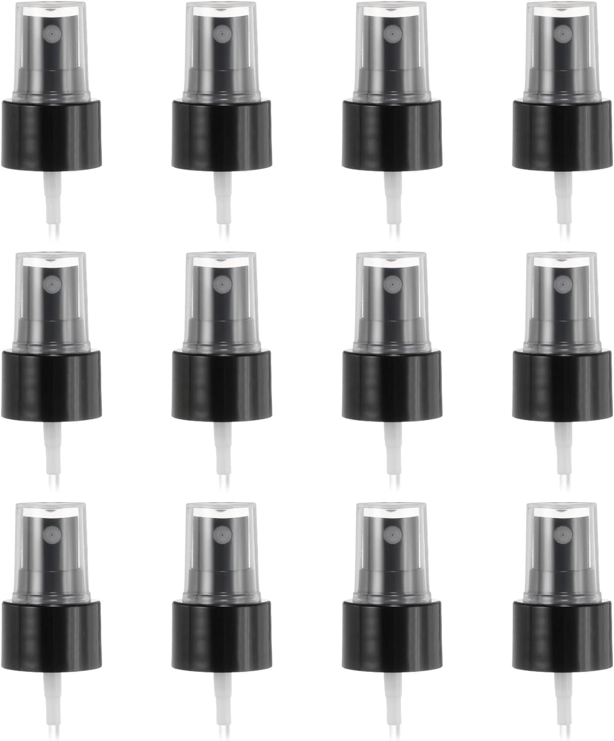 12 Pcs Black Spray Top, 24/410 Fine Mist Sprayer Reusable Replacement Spray Bottle Pump Plastic Top for Cosmetic Perfume and Body Sprays Bottle