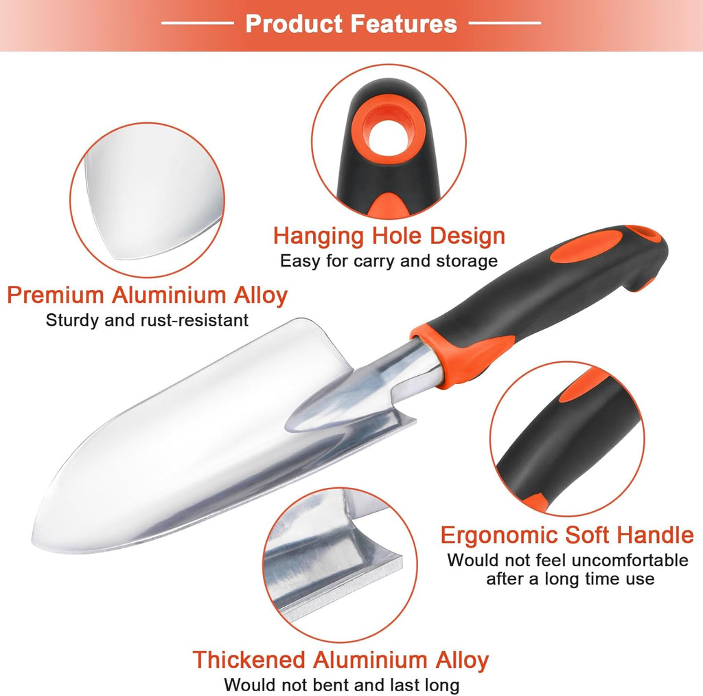 Garden Tools Set, 3 Pack Heavy Duty Gardening Tools Set Include Garden Shovel + Garden Shovel Trowel Garden Tool with Measurement Mark, Heavy Duty Gardening Shovel Hand Tools