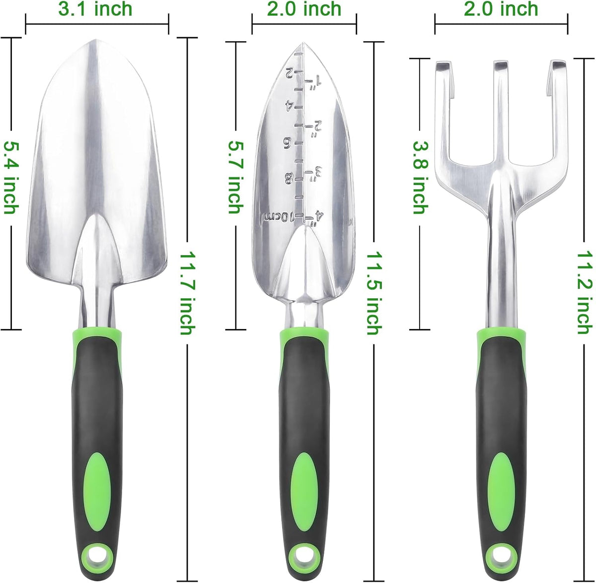 Garden Tools Set, 3 Pack Heavy Duty Gardening Tools Set Include Garden Shovel + Garden Shovel Trowel Garden Tool with Measurement Mark, Heavy Duty Gardening Shovel Hand Tools
