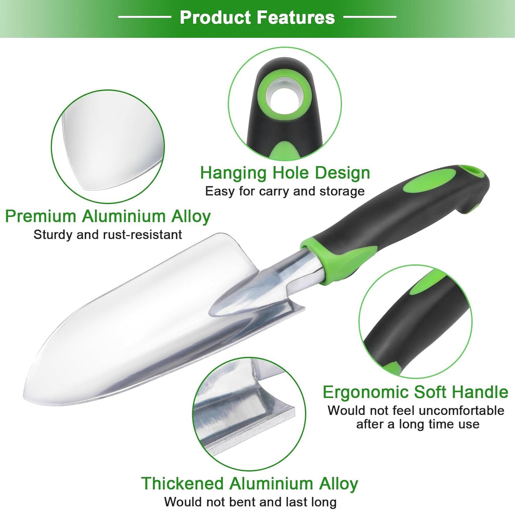 Garden Tools Set, 3 Pack Heavy Duty Gardening Tools Set Include Garden Shovel + Garden Shovel Trowel Garden Tool with Measurement Mark, Heavy Duty Gardening Shovel Hand Tools