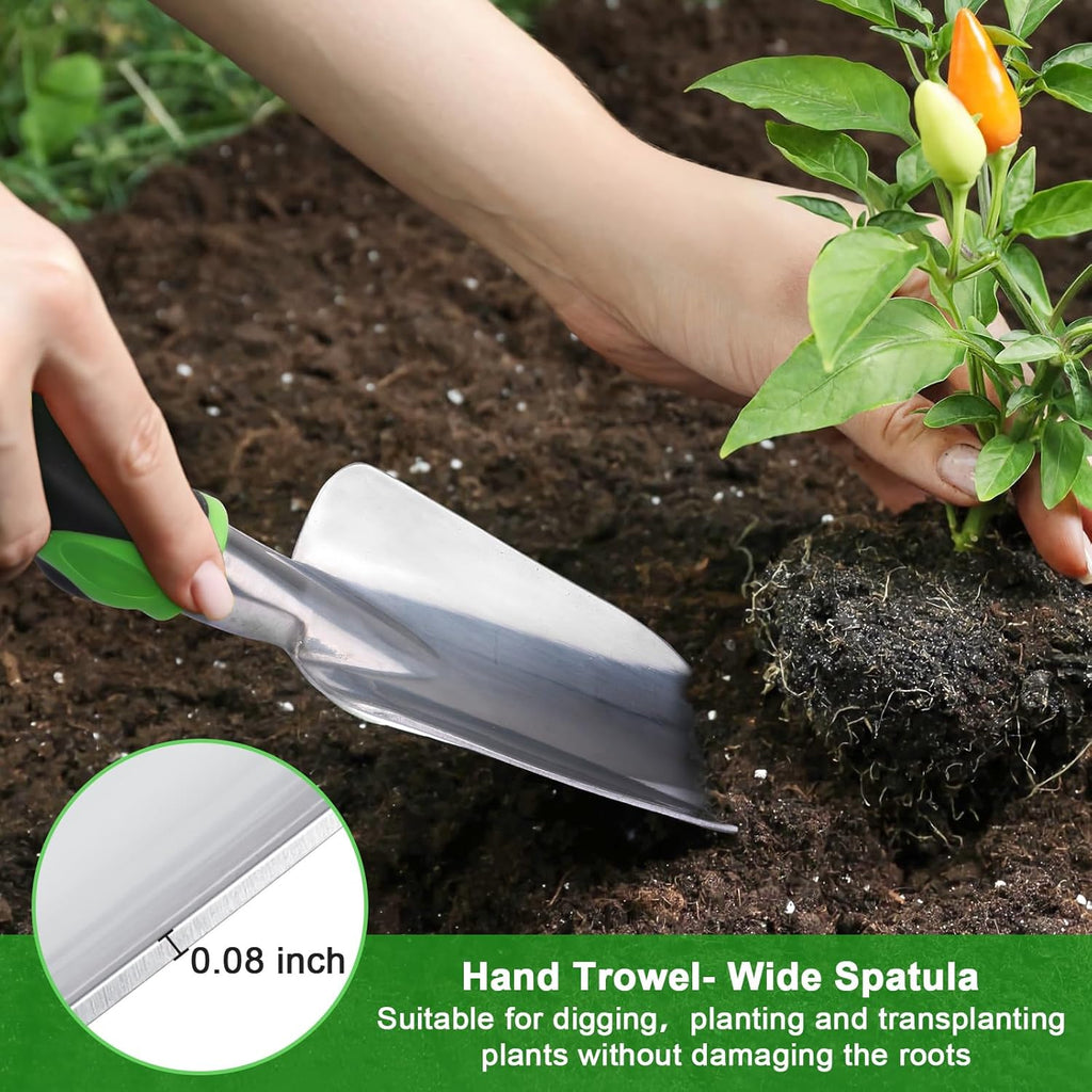 Garden Tools Set, 3 Pack Heavy Duty Gardening Tools Set Include Garden Shovel + Garden Shovel Trowel Garden Tool with Measurement Mark, Heavy Duty Gardening Shovel Hand Tools
