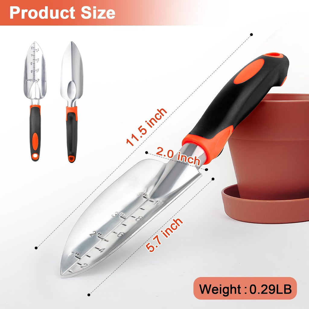 Garden Tools Set, 3 Pack Heavy Duty Gardening Tools Set Include Garden Shovel + Garden Shovel Trowel Garden Tool with Measurement Mark, Heavy Duty Gardening Shovel Hand Tools