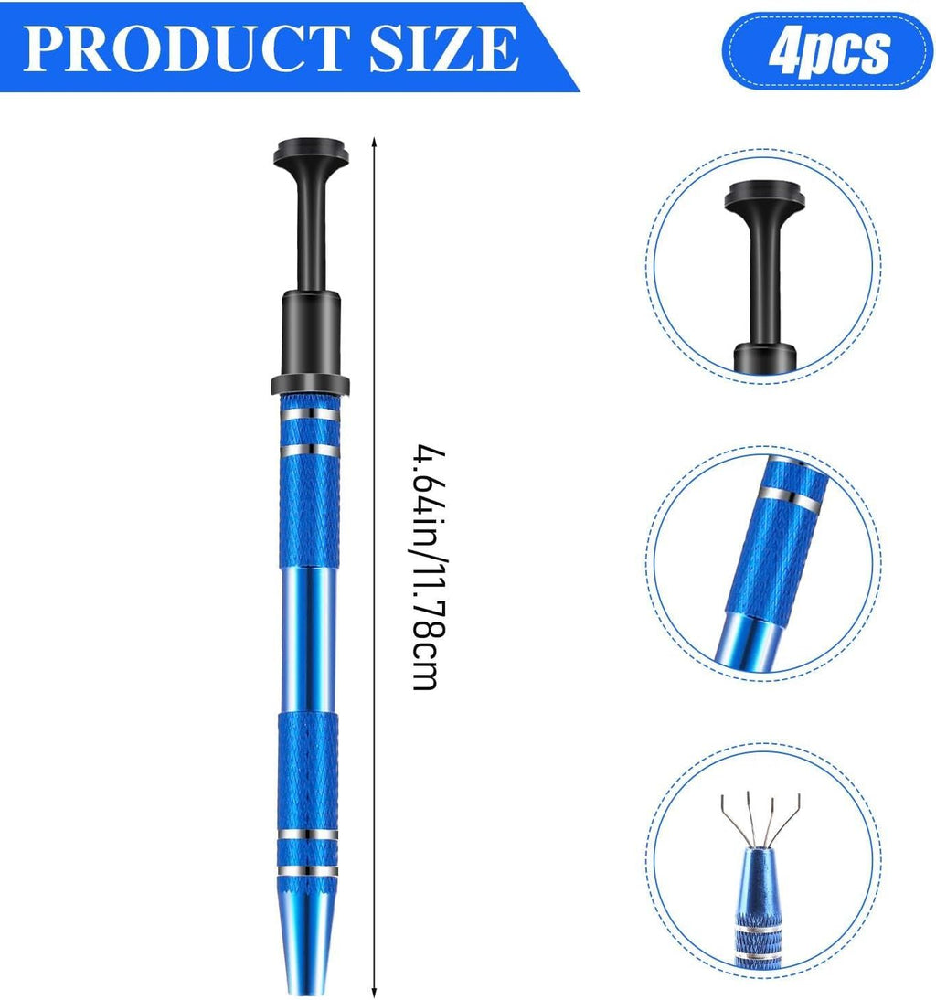 4Pcs 4 Prongs Jeweler's Pick Up Tool, Stainless Steel Piercing Ball Grabber Tools,4-Claw Pick up Tool for Small Parts Grabber for IC Chip Electronic Components Nails Clamping