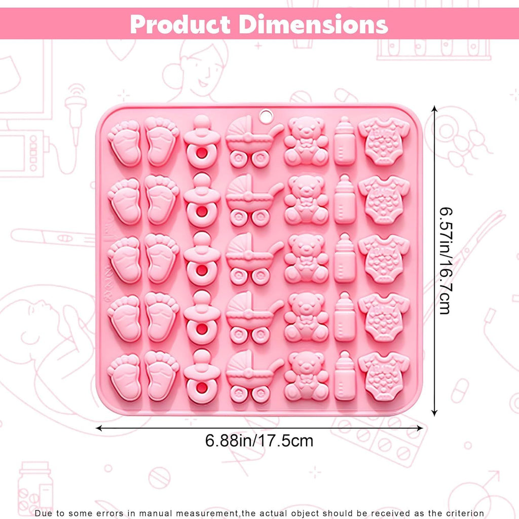 Cute Baby Silicone Fondant Cake Mold, Baby Feet Molds Baby Onesie Baby Bottle Pacifier Mold, Silicone Chocolate Candy Mold Baking Mould for Baby Shower Cake Decoration Gummy Sugar Cupcake Topper