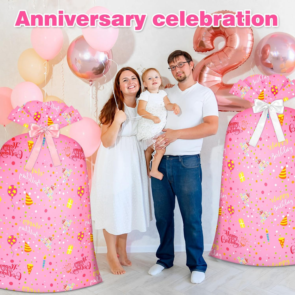 Extra Large Gift Bag Girl Birthday Jumbo Gift Bag, Bday Pink Giant Plastic Oversized Gift Bag Huge Gift Wrap Bag Birthday Bag Wrapping Bag for Large Gift(48inch 1Pack)