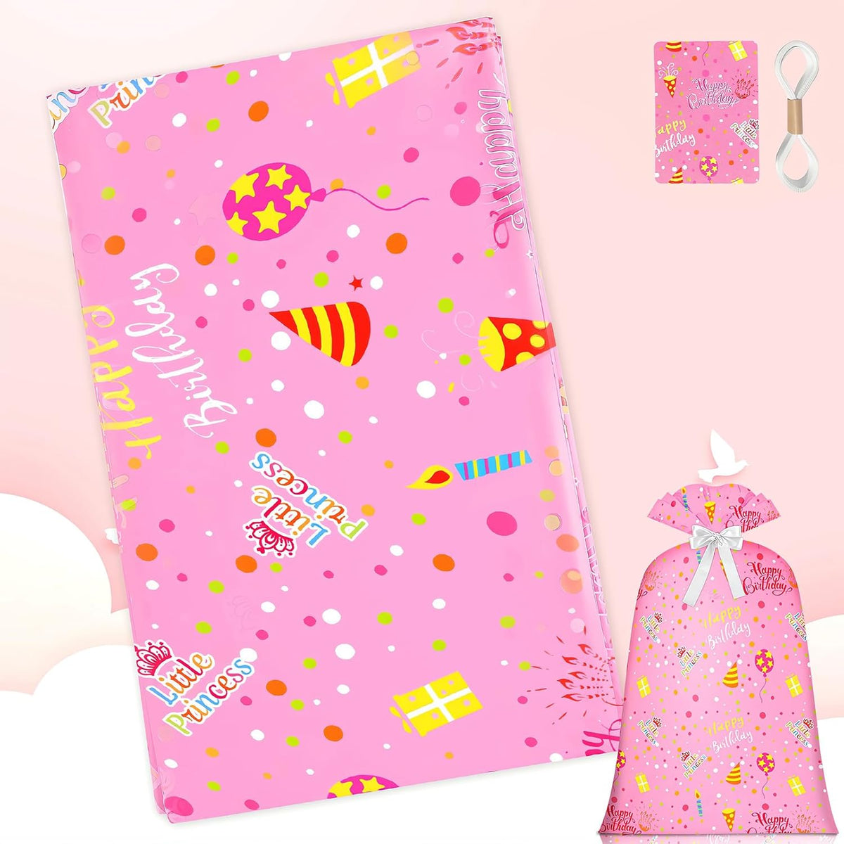 Extra Large Gift Bag Girl Birthday Jumbo Gift Bag, Bday Pink Giant Plastic Oversized Gift Bag Huge Gift Wrap Bag Birthday Bag Wrapping Bag for Large Gift(48inch 1Pack)