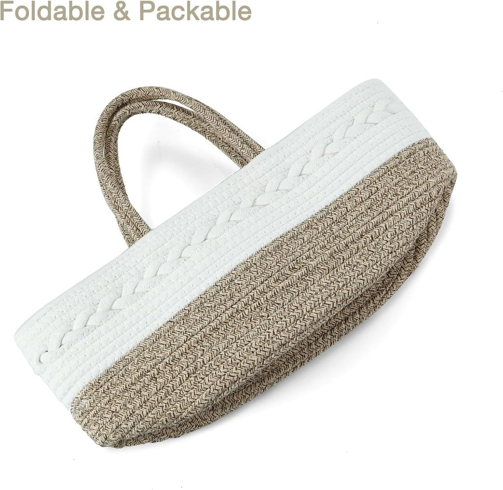 Baby Diaper Caddy Organizer, Portable Nursery Organizers and Storage Baby Basket, Cotton Rope Diaper Organizer for Baby Shower Gifts Newborn Infants - Brown