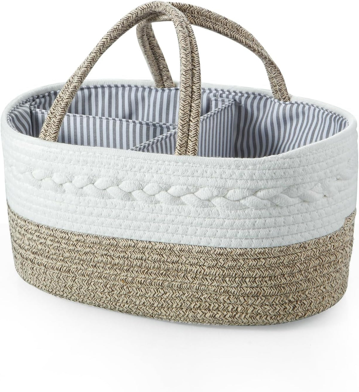 Baby Diaper Caddy Organizer, Portable Nursery Organizers and Storage Baby Basket, Cotton Rope Diaper Organizer for Baby Shower Gifts Newborn Infants - Brown
