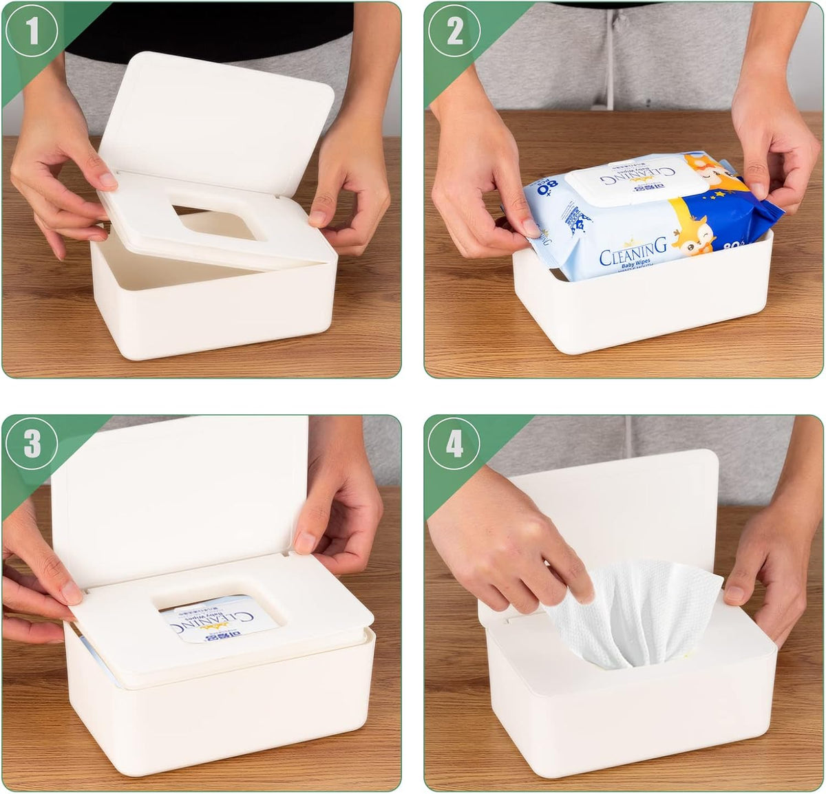 Baby Wipes Dispenser, Wipe Holder for Baby & Adult,Keeps Wet Tissue Fresh, Non-Slip Wipes Case, Flushable Wipe Container with Sealing Design Lid