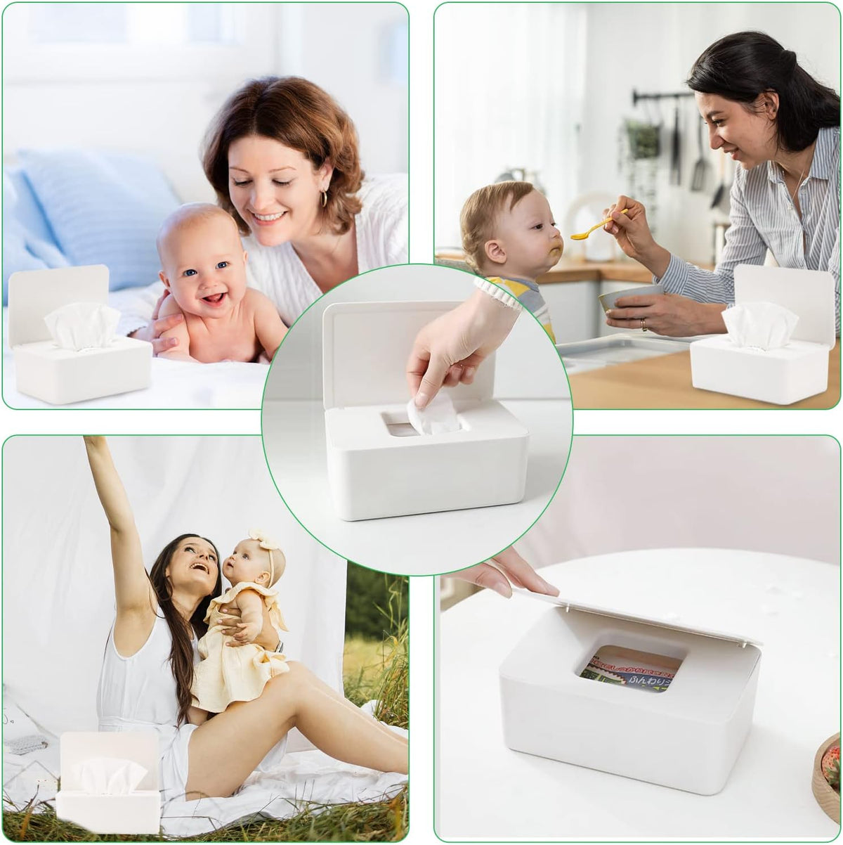 Baby Wipes Dispenser, Wipe Holder for Baby & Adult,Keeps Wet Tissue Fresh, Non-Slip Wipes Case, Flushable Wipe Container with Sealing Design Lid