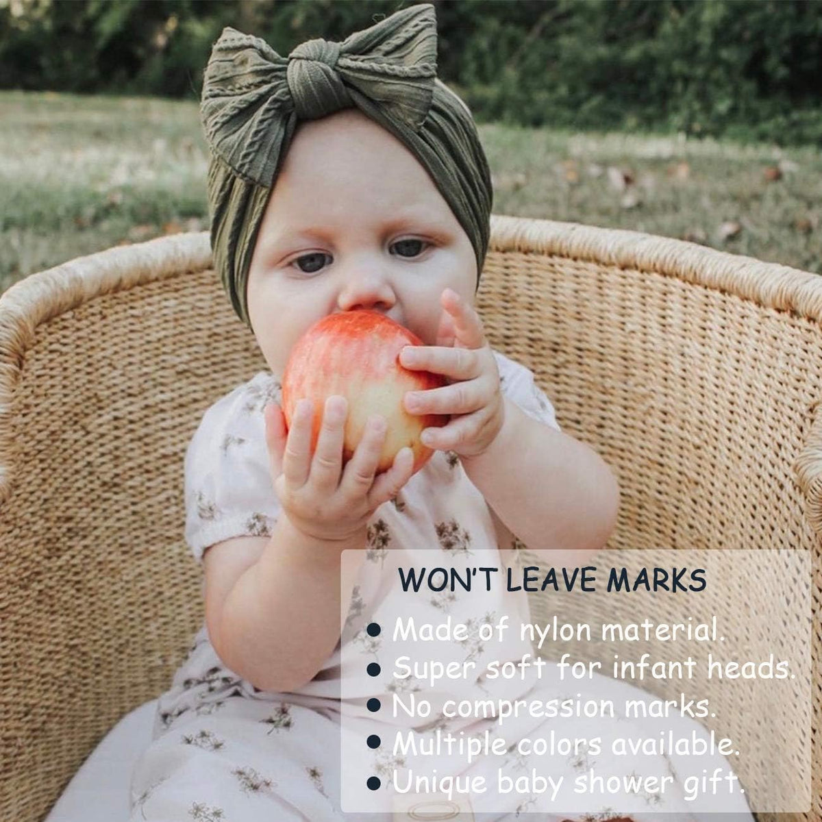8PCS Baby Nylon Headbands Hair Accessories Hair Bows Headband for Baby Girls Babies Newborn Infant Toddler 0-3 0-6 6-12 Months