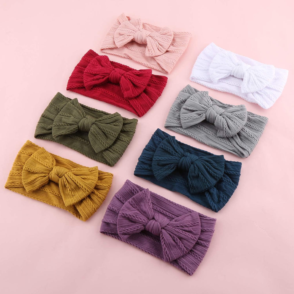 8PCS Baby Nylon Headbands Hair Accessories Hair Bows Headband for Baby Girls Babies Newborn Infant Toddler 0-3 0-6 6-12 Months