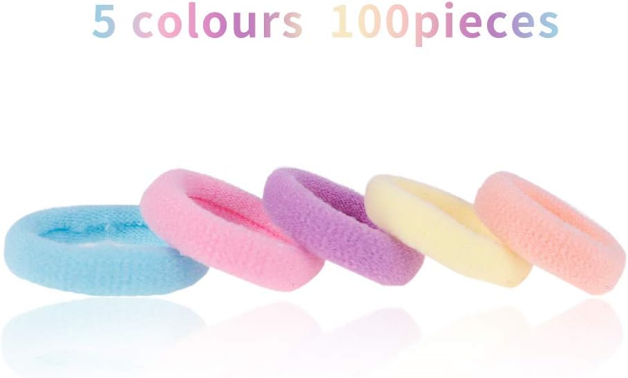 100pcs Hair Ties for Toddler, Girls Soft Elastic Hair Ties Bands Mini Hairbands Ponytail Holders Seamless Hair Bands for Baby Kids (Assorted Colors)