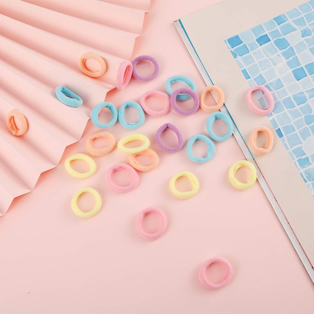 100pcs Hair Ties for Toddler, Girls Soft Elastic Hair Ties Bands Mini Hairbands Ponytail Holders Seamless Hair Bands for Baby Kids (Assorted Colors)