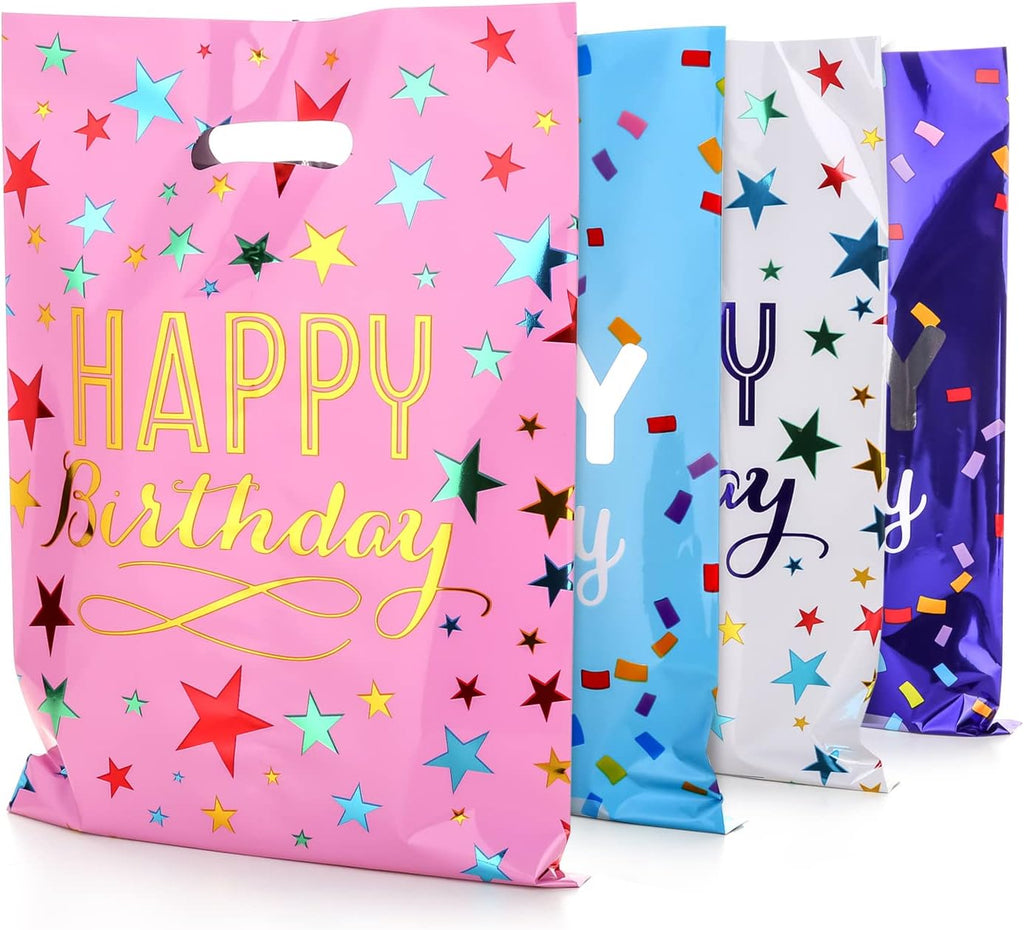 Gift Bags - 16.5*25cm - 40 pieces - Happy Birthday Gift Bags - Party Bags - Snack Bags - Plastic Lolly Gift Bags - Loot Bags - For Kids - Birthday Party Supplies