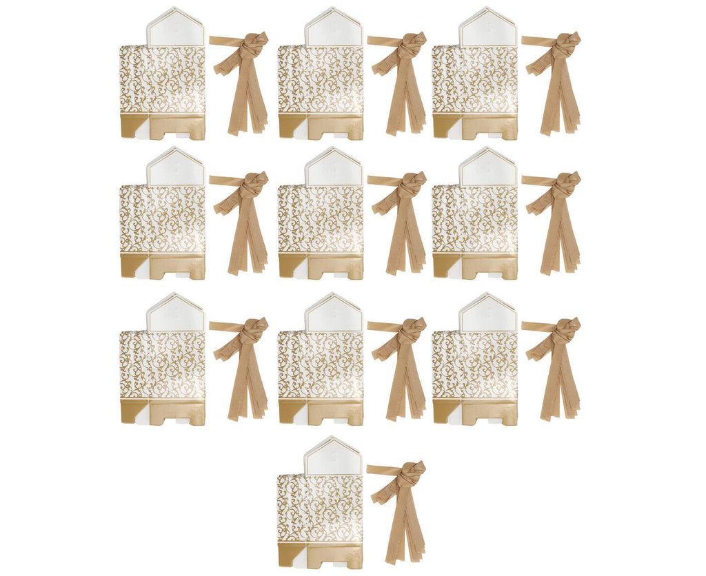 40 Sets Gift Bag Exquisite Unique Golden Pattern Bow Small Gift Box Decoration For Wedding Birthday Party Festival