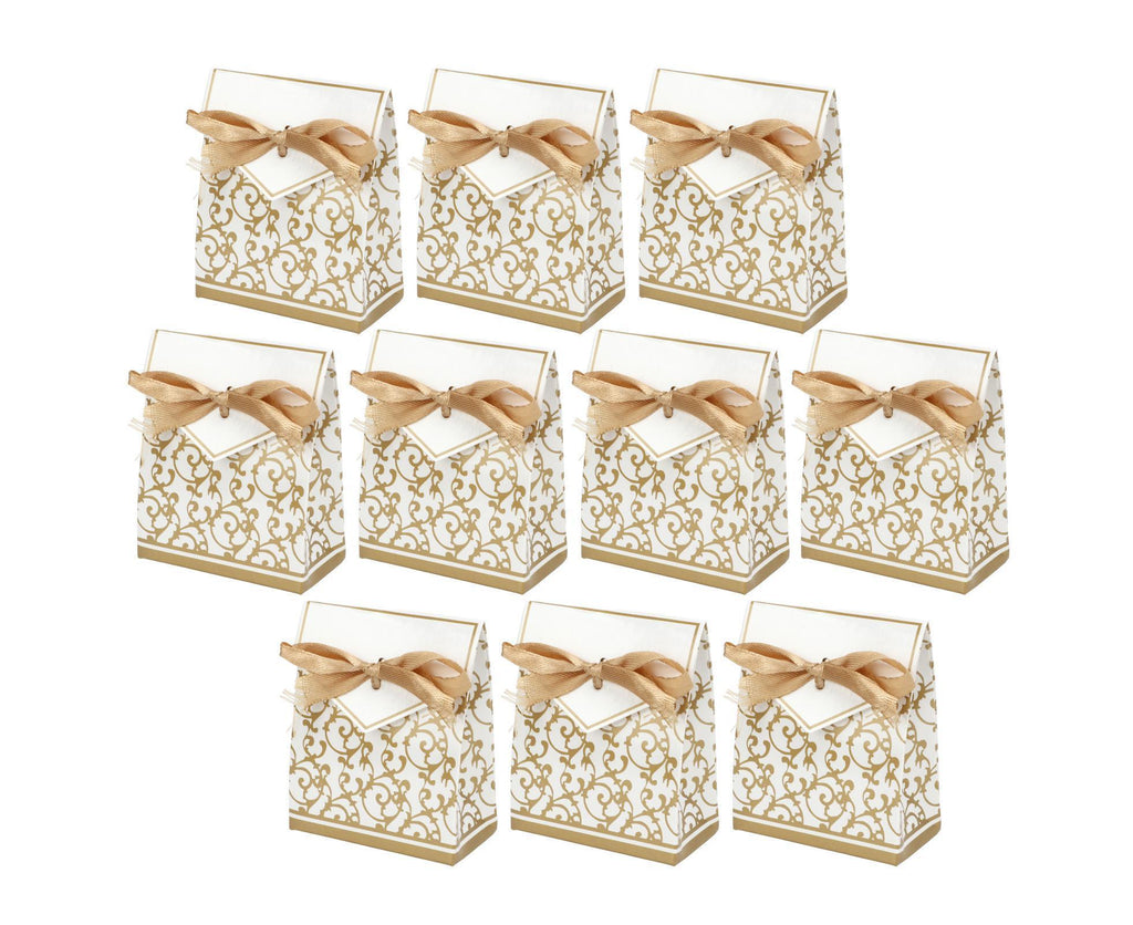 40 Sets Gift Bag Exquisite Unique Golden Pattern Bow Small Gift Box Decoration For Wedding Birthday Party Festival