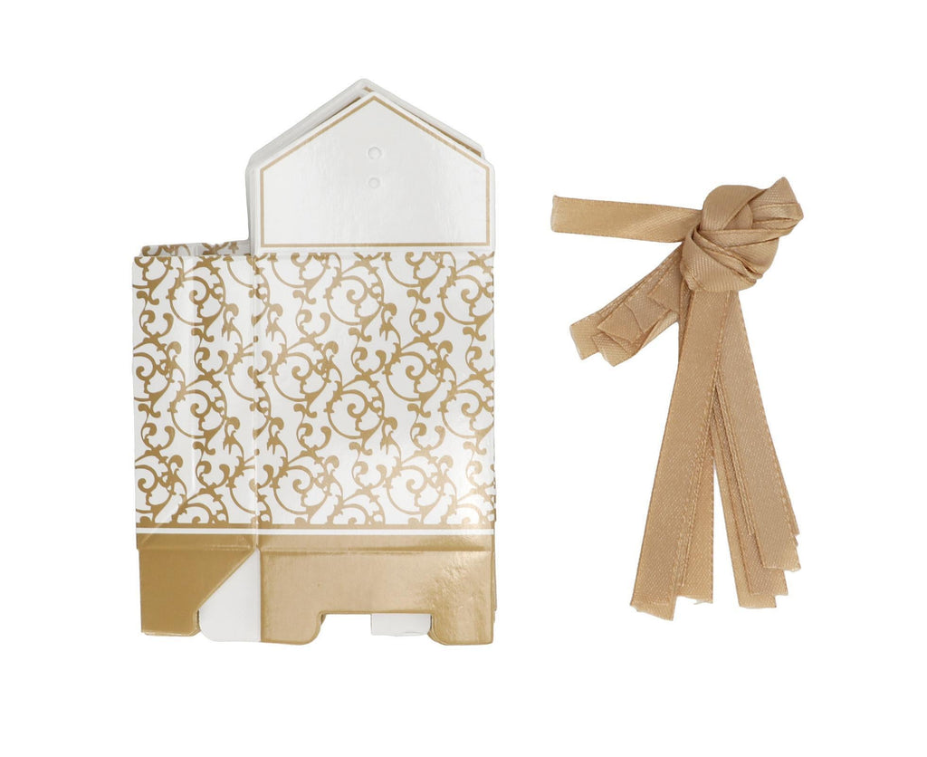 40 Sets Gift Bag Exquisite Unique Golden Pattern Bow Small Gift Box Decoration For Wedding Birthday Party Festival