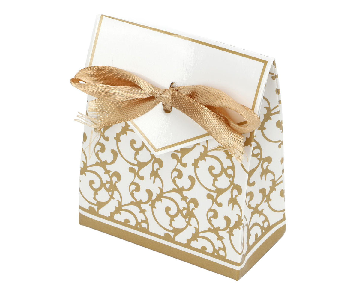40 Sets Gift Bag Exquisite Unique Golden Pattern Bow Small Gift Box Decoration For Wedding Birthday Party Festival