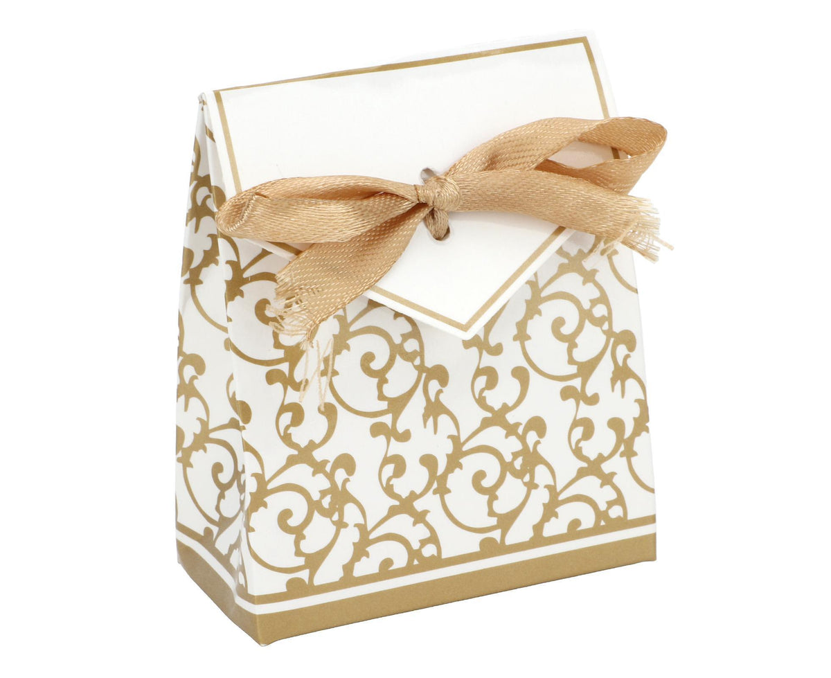 40 Sets Gift Bag Exquisite Unique Golden Pattern Bow Small Gift Box Decoration For Wedding Birthday Party Festival