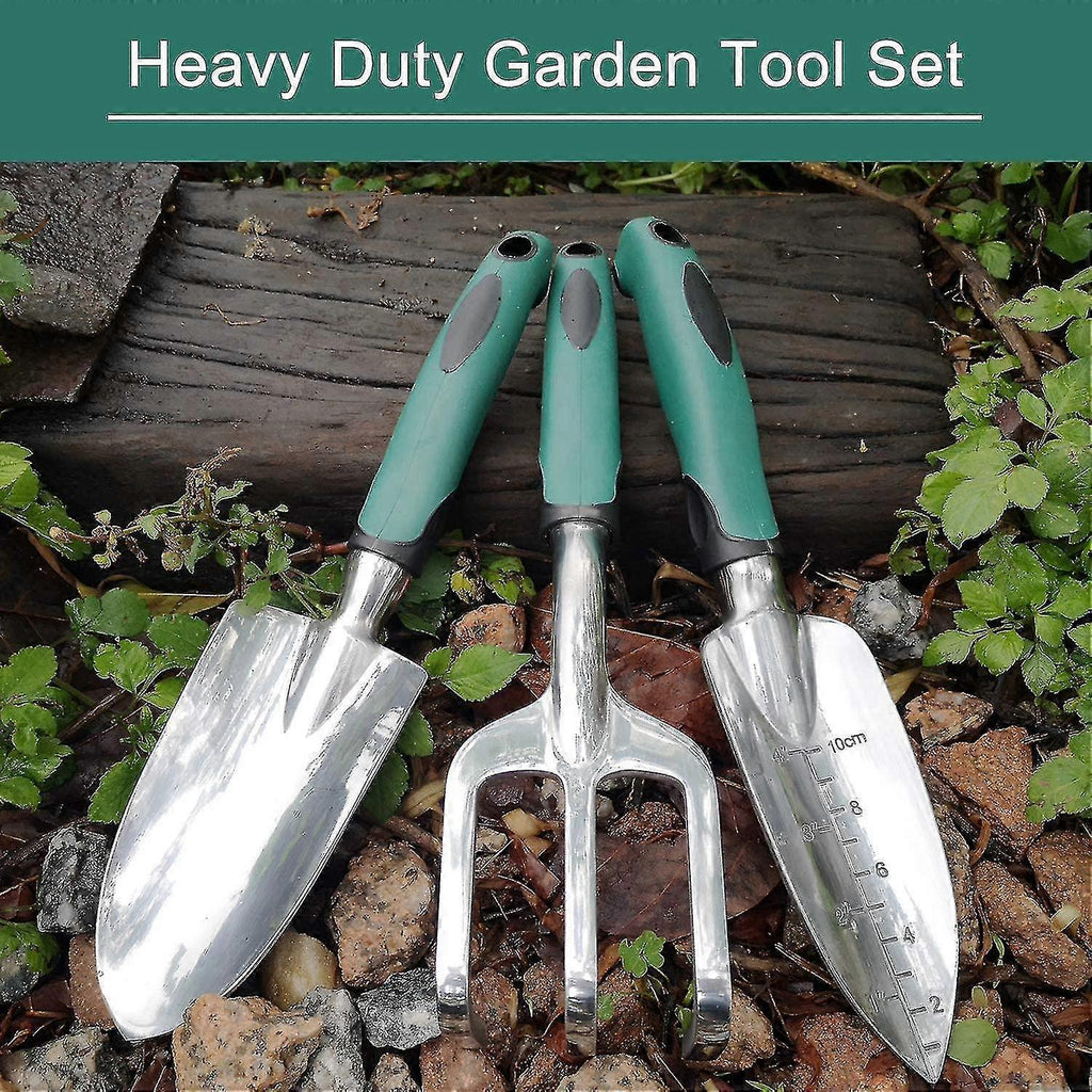 Garden Tool Set, 3-piece Heavy-duty Gardening Tool Cast Aluminum With Soft Rubber Non-slip Handle Durable Garden Hand Tools
