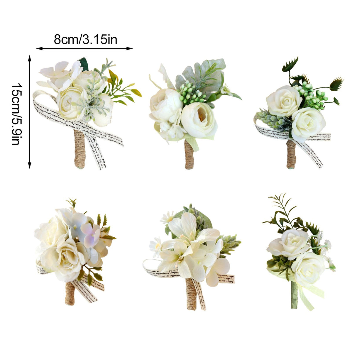 Bride and Groom Boutonniere Bridesmaid and Groomsmen Corsage Rose Boutonniere