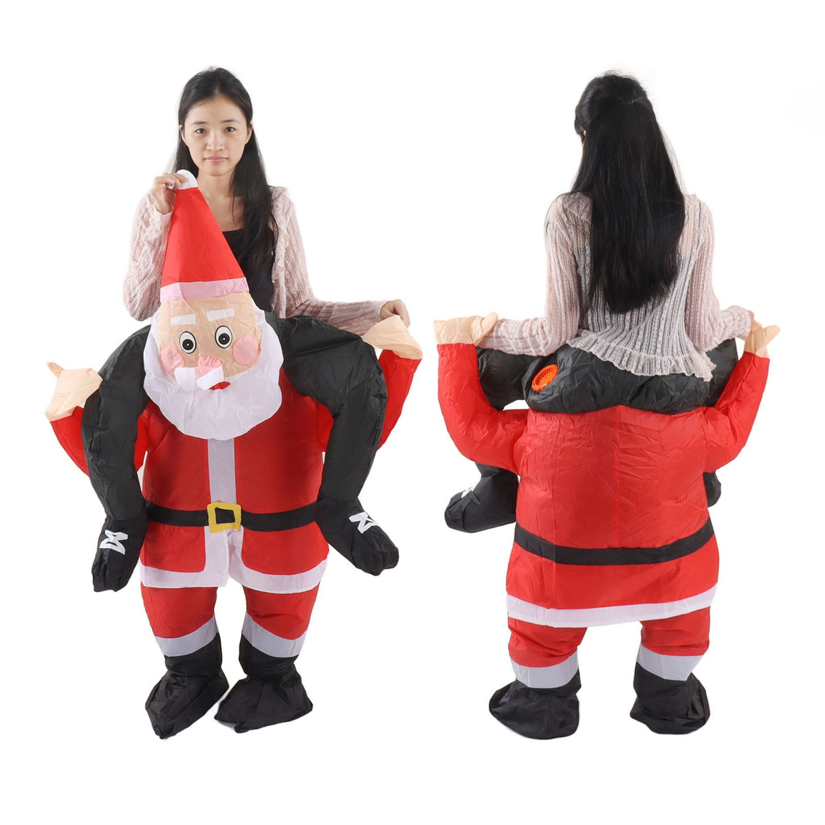 Santa Costume Funny Father Christmas Riding Inflatable Show Party Cosplay Role Playing Props Teenager(120‑140cm)
