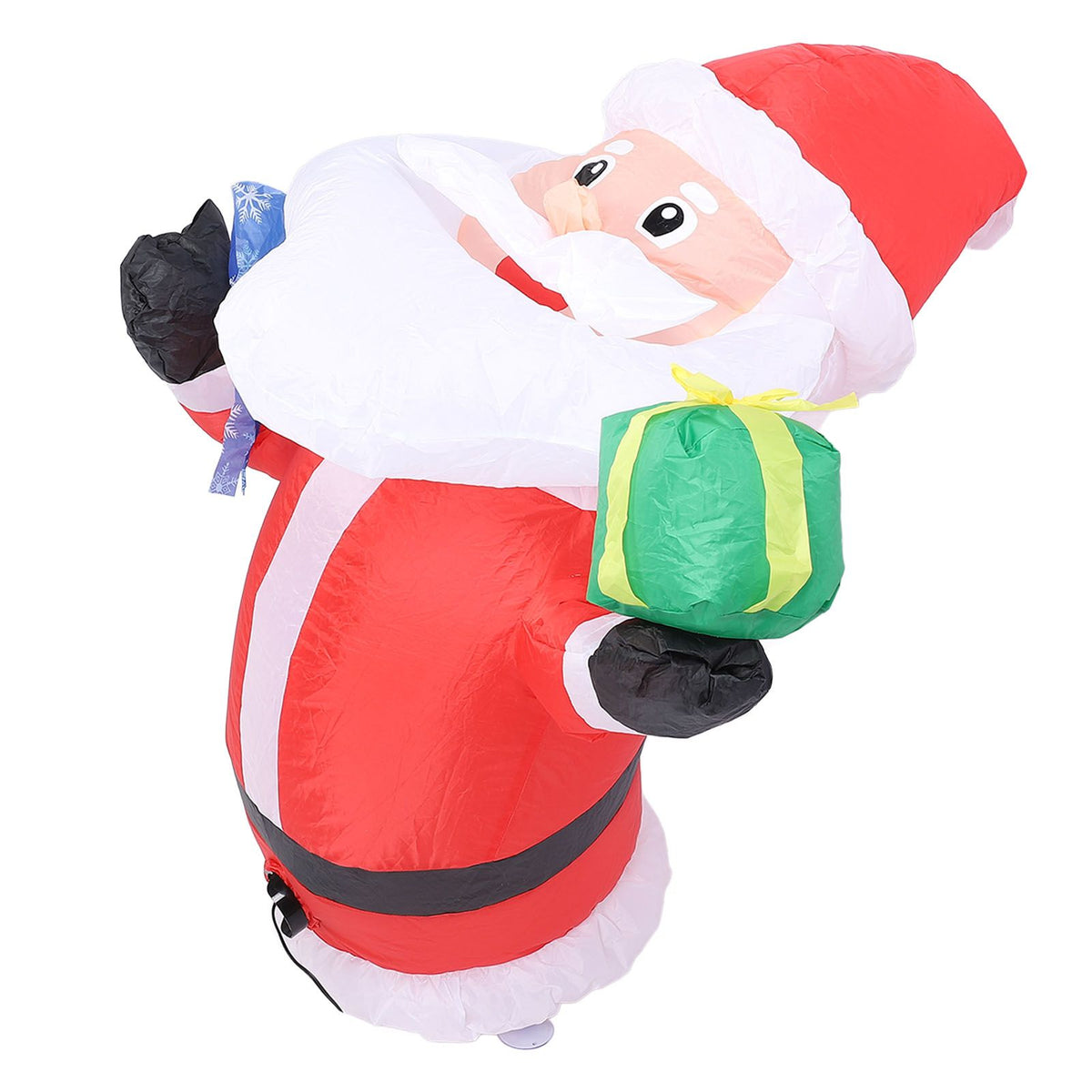 Inflatable Father Xmas with Blower LED Light 210T Polyester Fiber 3.9ft IP44 Water Resistant Father Xmas Broke Out From Window for Decoration US Plug 100-120V
