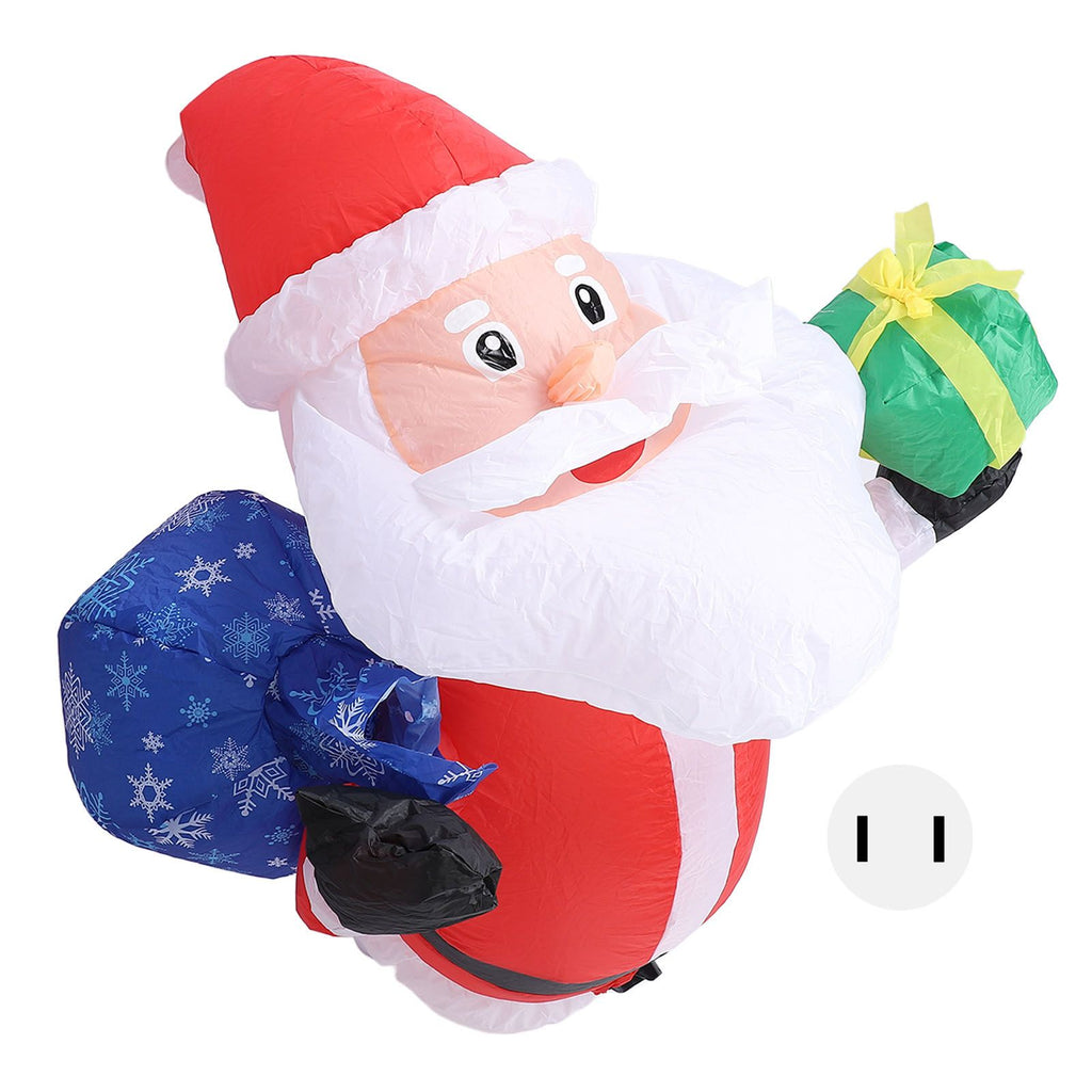 Inflatable Father Xmas with Blower LED Light 210T Polyester Fiber 3.9ft IP44 Water Resistant Father Xmas Broke Out From Window for Decoration US Plug 100-120V