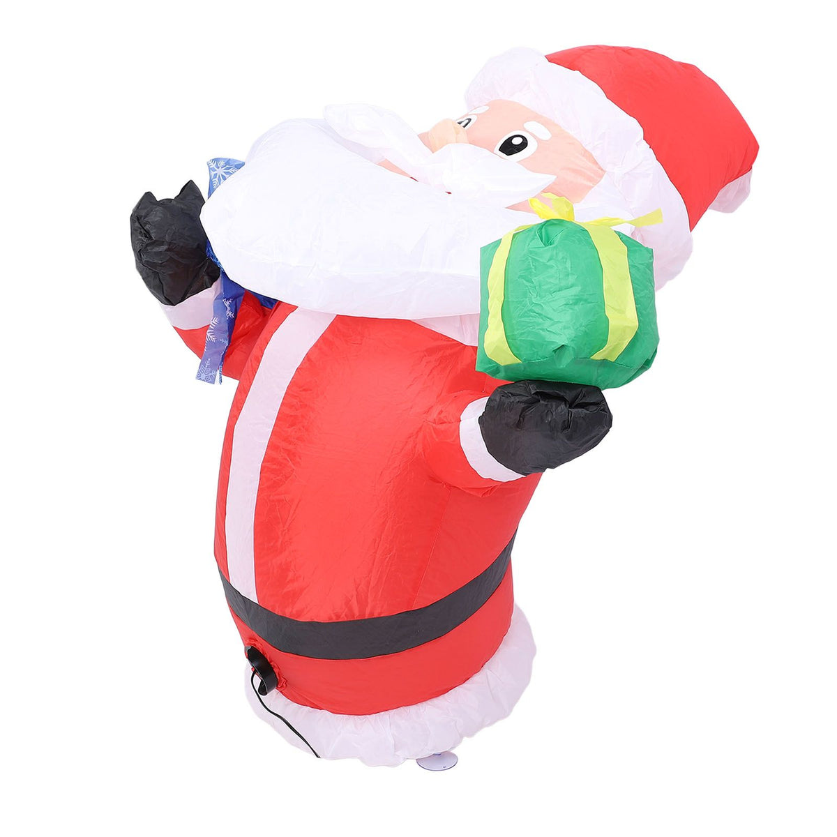 Inflatable Father Xmas with Blower LED Light 210T Polyester Fiber 3.9ft IP44 Water Resistant Father Xmas Broke Out From Window for Decoration US Plug 100-120V