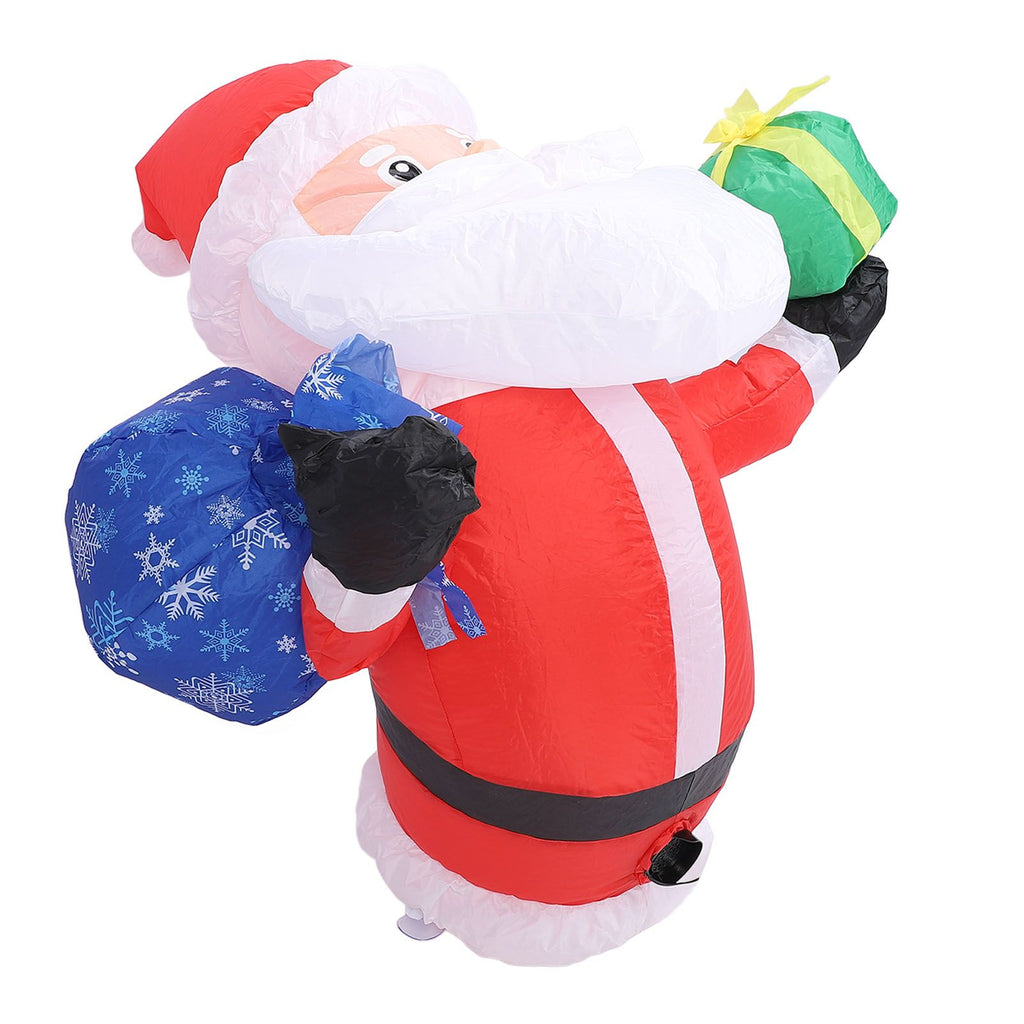 Inflatable Father Xmas with Blower LED Light 210T Polyester Fiber 3.9ft IP44 Water Resistant Father Xmas Broke Out From Window for Decoration US Plug 100-120V