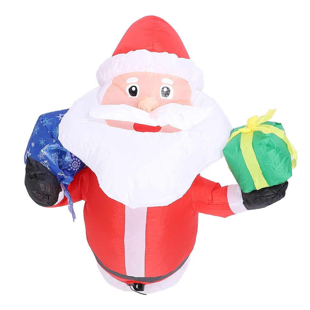 Inflatable Father Xmas with Blower LED Light 210T Polyester Fiber 3.9ft IP44 Water Resistant Father Xmas Broke Out From Window for Decoration US Plug 100-120V