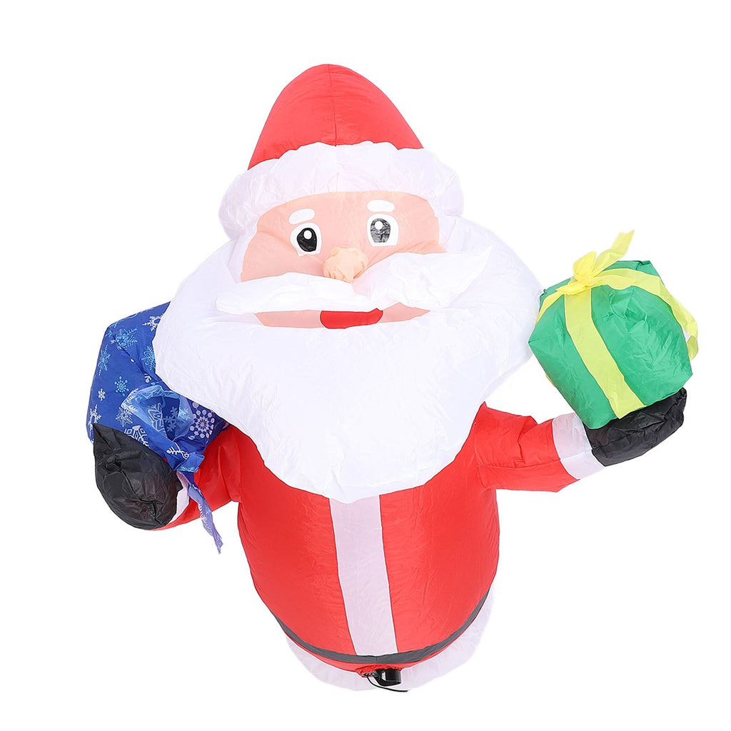 Inflatable Father Xmas with Blower LED Light 210T Polyester Fiber 3.9ft IP44 Water Resistant Father Xmas Broke Out From Window for Decoration US Plug 100-120V