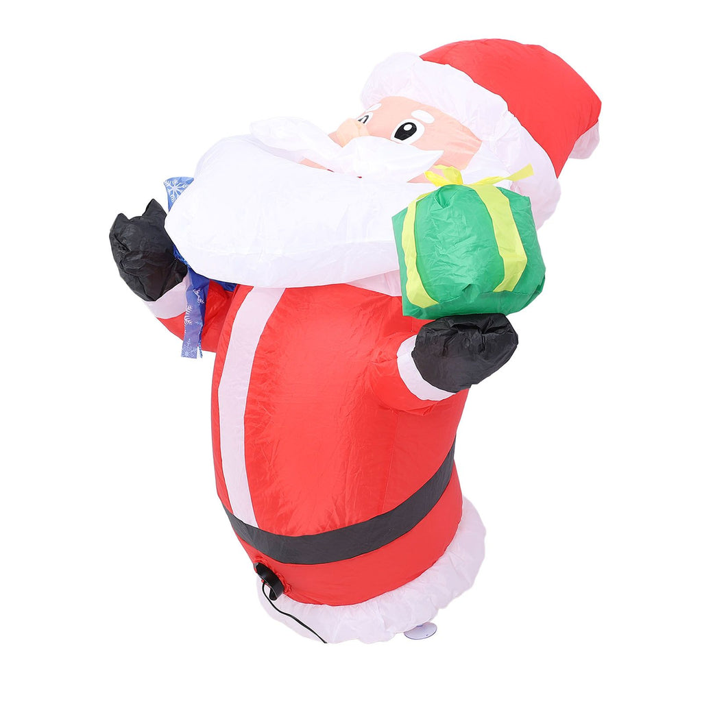 Inflatable Father Xmas with Blower LED Light 210T Polyester Fiber 3.9ft IP44 Water Resistant Father Xmas Broke Out From Window for Decoration US Plug 100-120V